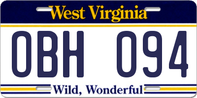 WV license plate OBH094