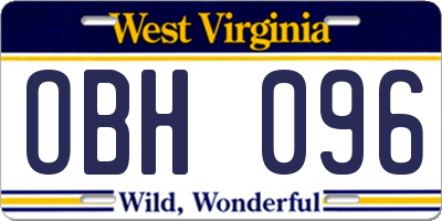 WV license plate OBH096