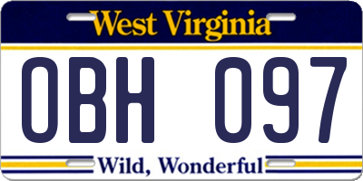 WV license plate OBH097