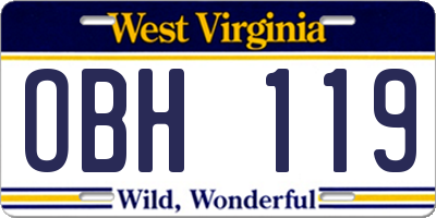 WV license plate OBH119