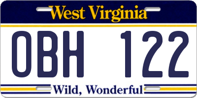 WV license plate OBH122