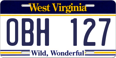 WV license plate OBH127