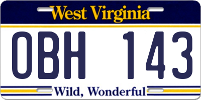 WV license plate OBH143
