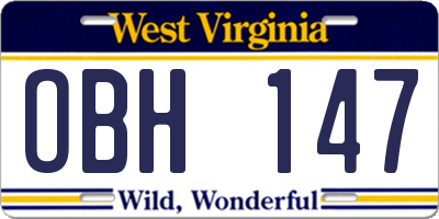 WV license plate OBH147