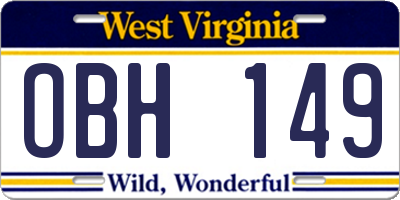 WV license plate OBH149
