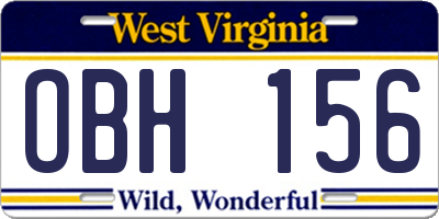 WV license plate OBH156
