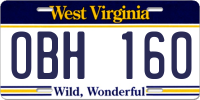WV license plate OBH160
