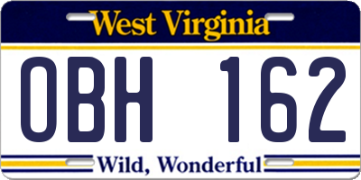 WV license plate OBH162