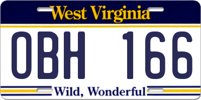 WV license plate OBH166