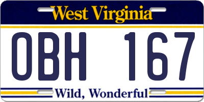 WV license plate OBH167