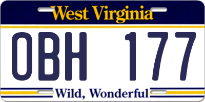 WV license plate OBH177