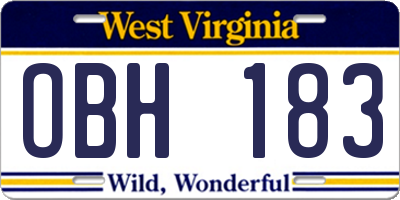 WV license plate OBH183