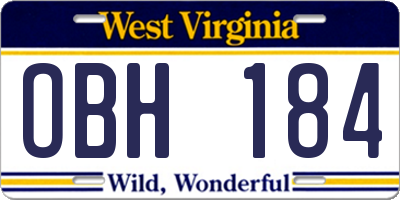 WV license plate OBH184
