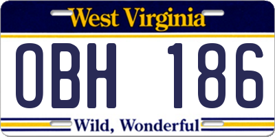 WV license plate OBH186