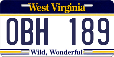 WV license plate OBH189