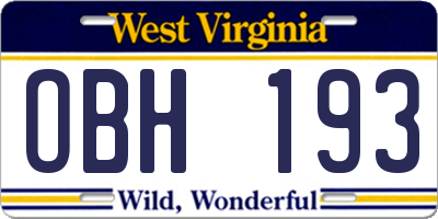 WV license plate OBH193