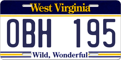WV license plate OBH195