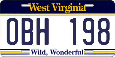 WV license plate OBH198