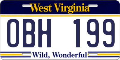 WV license plate OBH199