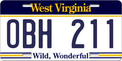 WV license plate OBH211