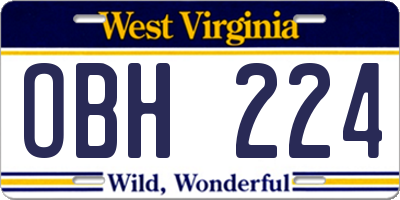 WV license plate OBH224