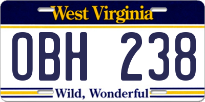 WV license plate OBH238