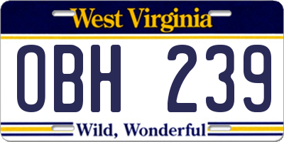 WV license plate OBH239