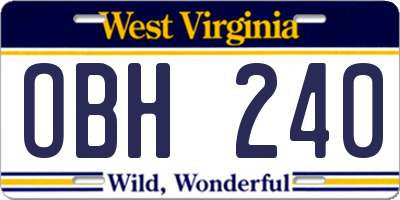 WV license plate OBH240