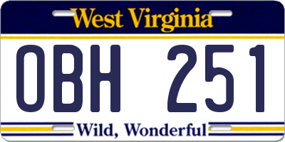 WV license plate OBH251