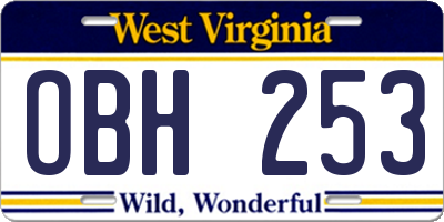 WV license plate OBH253