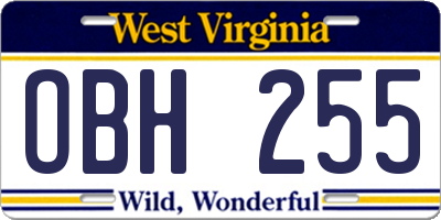 WV license plate OBH255