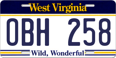 WV license plate OBH258