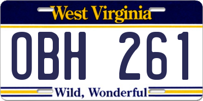 WV license plate OBH261