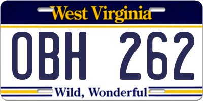 WV license plate OBH262