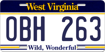 WV license plate OBH263