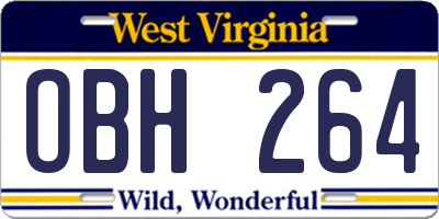 WV license plate OBH264