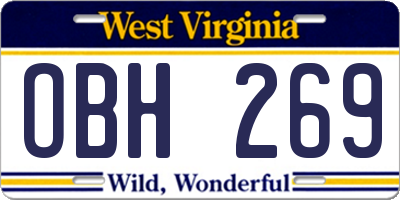 WV license plate OBH269