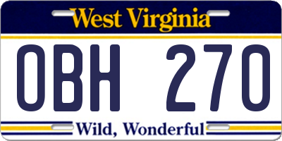 WV license plate OBH270