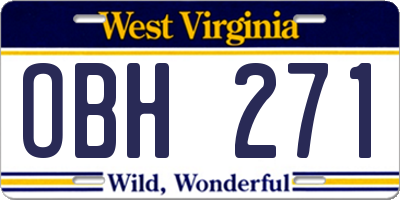 WV license plate OBH271