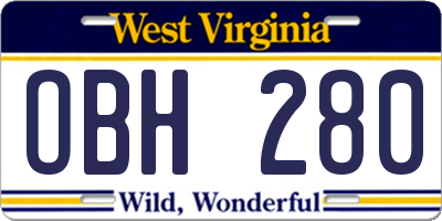 WV license plate OBH280