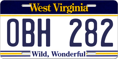 WV license plate OBH282