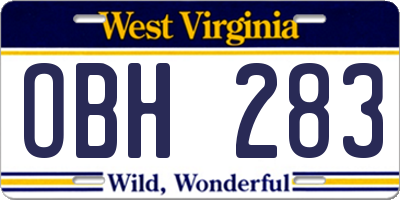 WV license plate OBH283