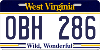 WV license plate OBH286