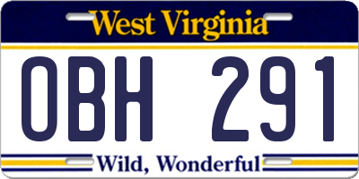 WV license plate OBH291