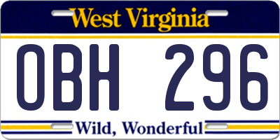 WV license plate OBH296