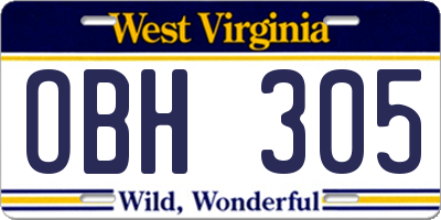 WV license plate OBH305