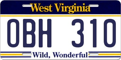 WV license plate OBH310
