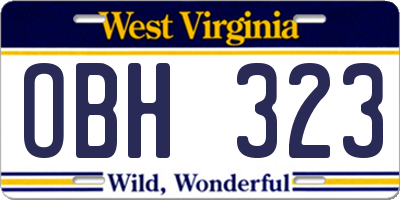 WV license plate OBH323