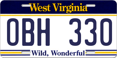WV license plate OBH330