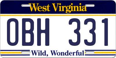 WV license plate OBH331
